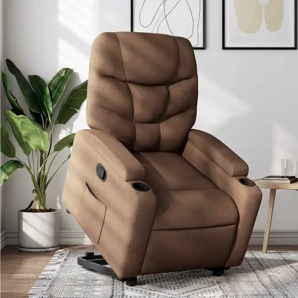 Gossi fotoliu rabatabil cu ridicare pe verticala, maro, textil