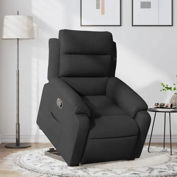 Gossi fotoliu rabatabil cu ridicare pe verticala, negru, textil