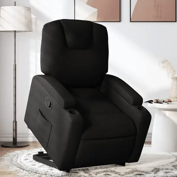 Gossi fotoliu rabatabil cu ridicare pe verticala, negru, textil