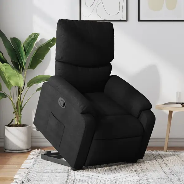 Gossi fotoliu rabatabil cu ridicare pe verticala, negru, textil