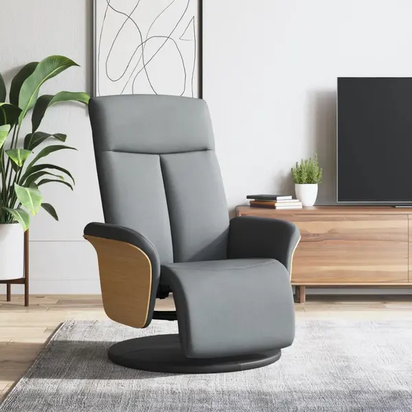 Gossi fotoliu rabatabil cu suport de picioare, gri deschis, textil