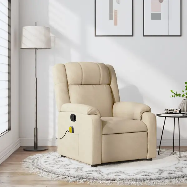 Gossi fotoliu rabatabil de masaj, crem, material textil