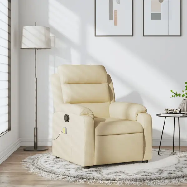 Gossi fotoliu rabatabil de masaj, crem, material textil