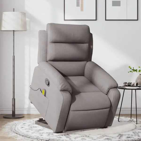 Gossi fotoliu rabatabil de masaj cu ridicare, gri taupe, textil