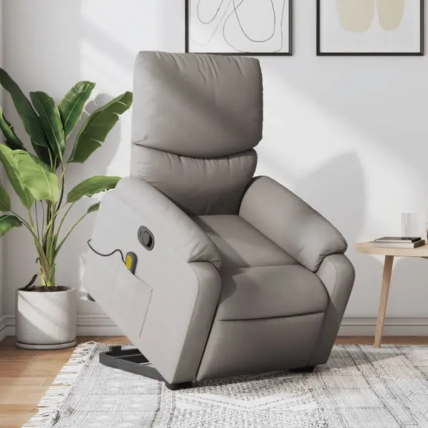 Gossi fotoliu rabatabil de masaj cu ridicare, gri taupe, textil