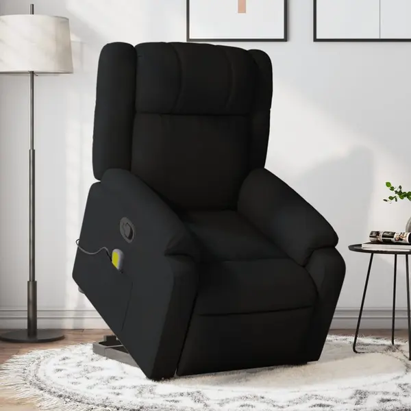 Gossi fotoliu rabatabil de masaj, cu ridicare, negru, material textil