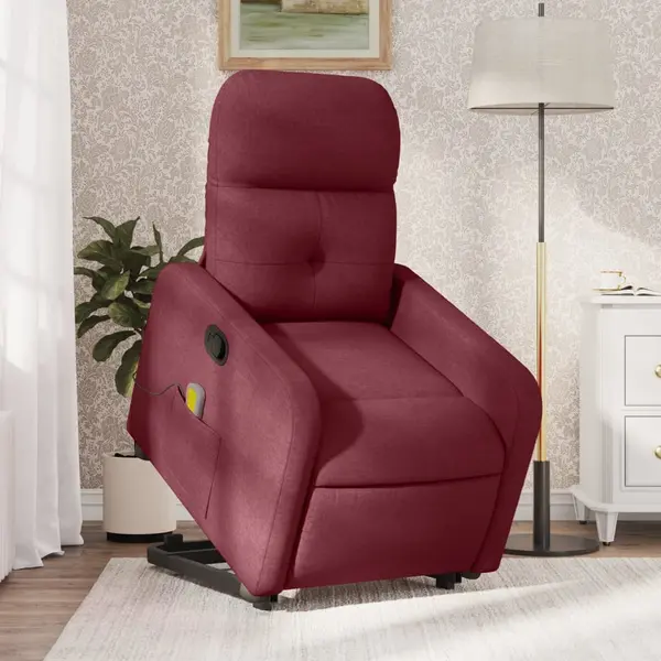 Gossi fotoliu rabatabil de masaj cu ridicare, rosu vin, textil