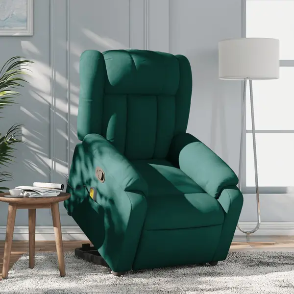 Gossi fotoliu rabatabil de masaj, cu ridicare, verde inchis, textil