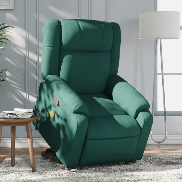 Gossi fotoliu rabatabil de masaj, cu ridicare, verde inchis, textil