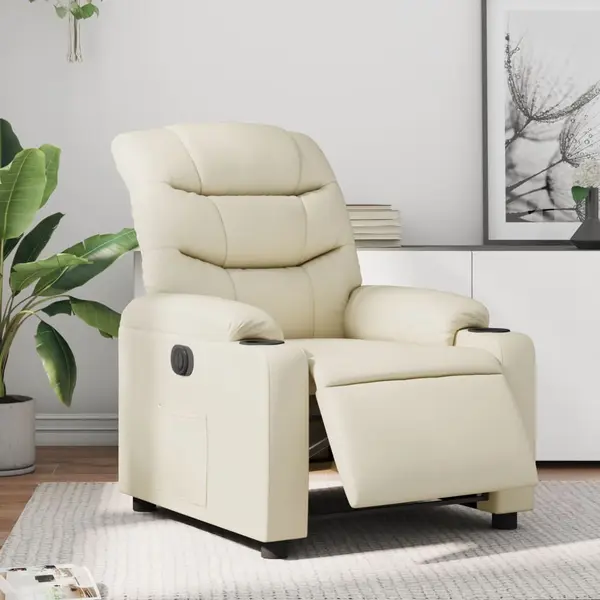 Gossi fotoliu rabatabil electric, crem, piele ecologica