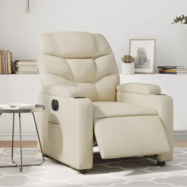 Gossi fotoliu rabatabil electric, crem, piele ecologica