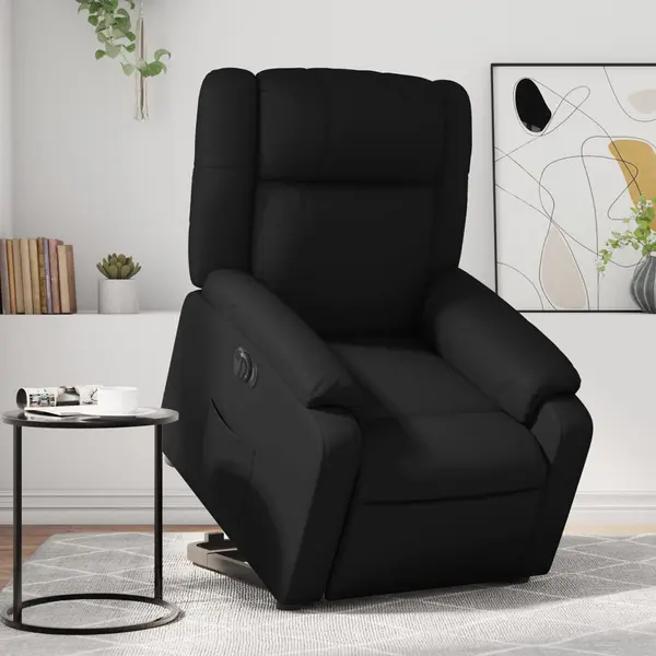 Gossi fotoliu rabatabil electric cu ridicare, negru, piele ecologica