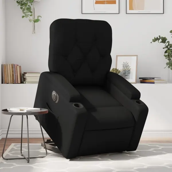 Gossi fotoliu rabatabil electric cu ridicare, negru, piele ecologica
