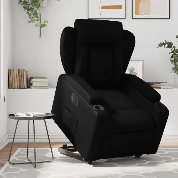 Gossi fotoliu rabatabil electric cu ridicare, negru, piele ecologica
