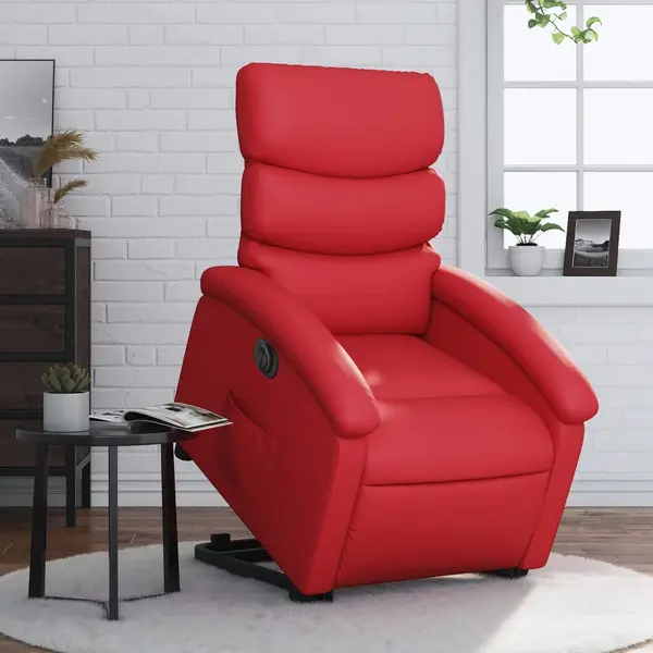 Gossi fotoliu rabatabil electric cu ridicare, rosu, piele ecologica