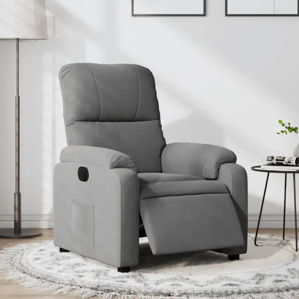 Gossi fotoliu rabatabil electric, gri deschis, microfibra