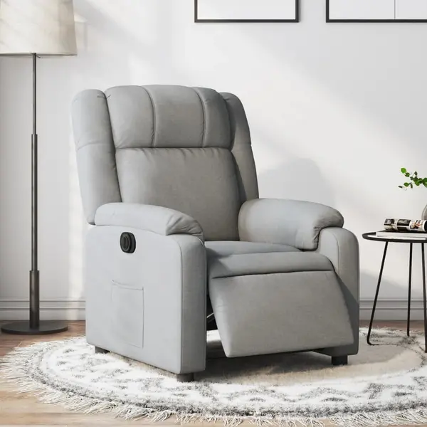Gossi fotoliu rabatabil electric, gri deschis, textil