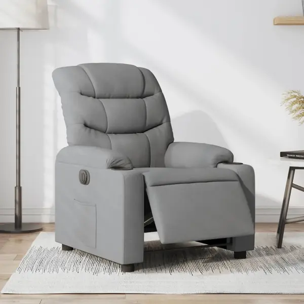 Gossi fotoliu rabatabil electric, gri deschis, textil