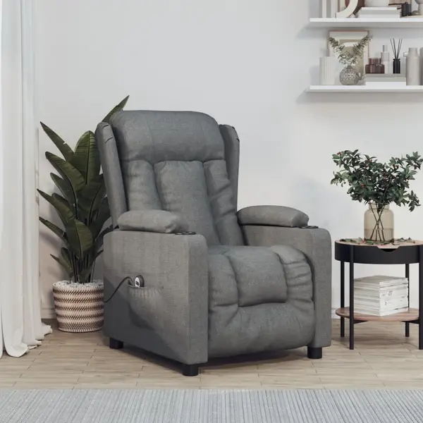 Gossi fotoliu rabatabil electric, gri inchis, material textil