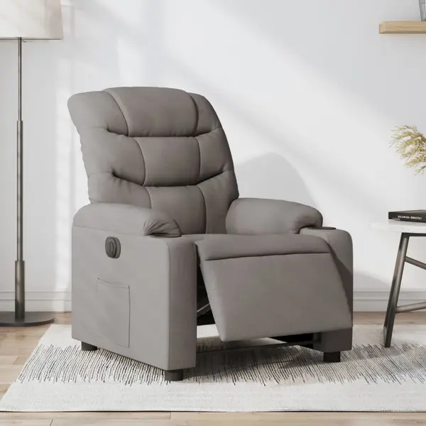 Gossi fotoliu rabatabil electric, gri taupe, material textil