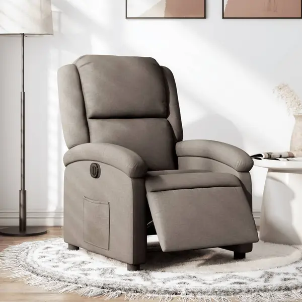 Gossi fotoliu rabatabil electric, gri taupe, material textil