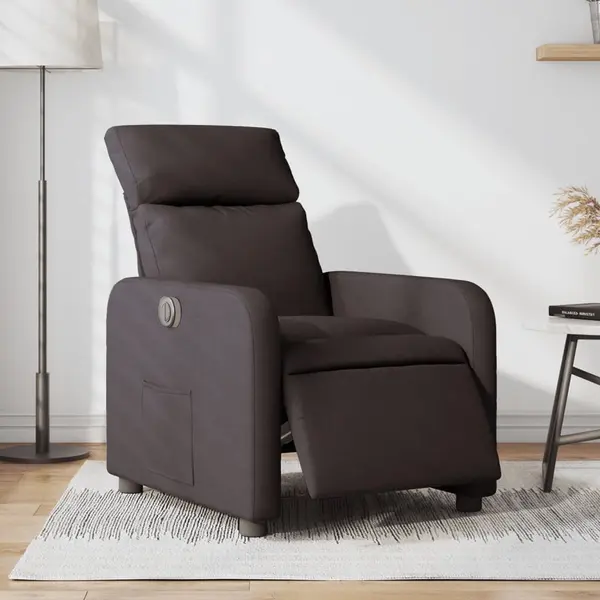 Gossi fotoliu rabatabil electric, maro inchis, material textil