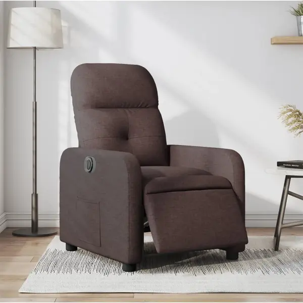 Gossi fotoliu rabatabil electric, maro inchis, material textil