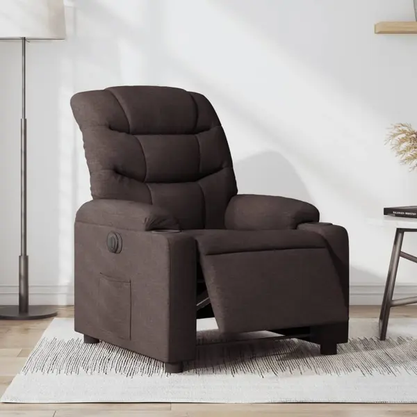 Gossi fotoliu rabatabil electric, maro inchis, material textil