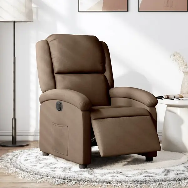 Gossi fotoliu rabatabil electric, maro, material textil