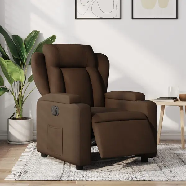 Gossi fotoliu rabatabil electric, maro, material textil