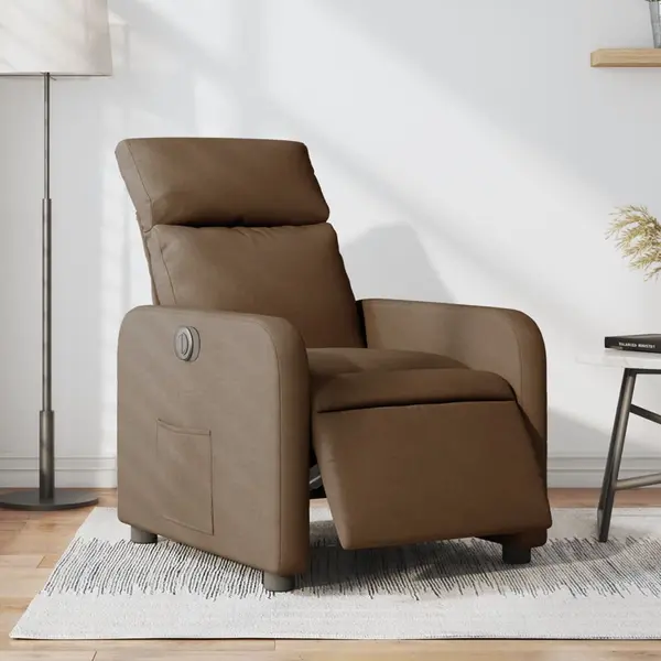 Gossi fotoliu rabatabil electric, maro, material textil