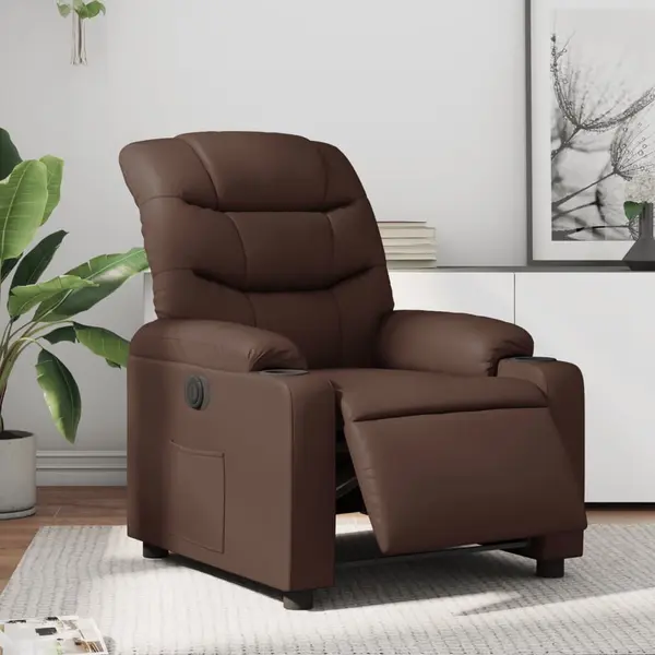 Gossi fotoliu rabatabil electric, maro, piele ecologica