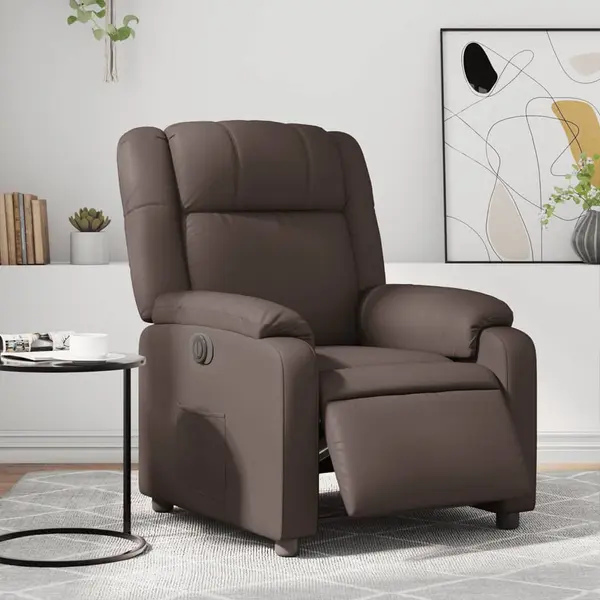 Gossi fotoliu rabatabil electric, maro, piele ecologica