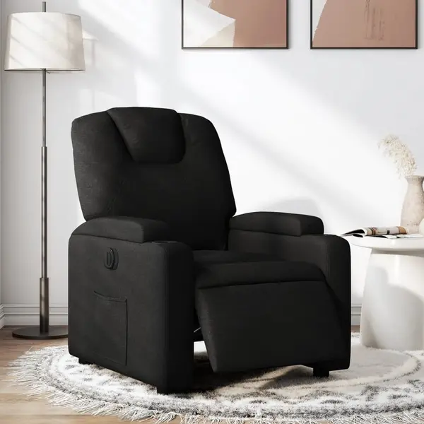 Gossi fotoliu rabatabil electric, negru, material textil