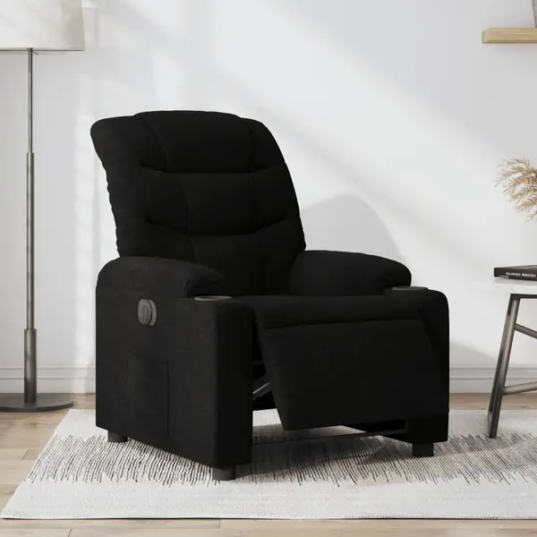 Gossi fotoliu rabatabil electric, negru, material textil