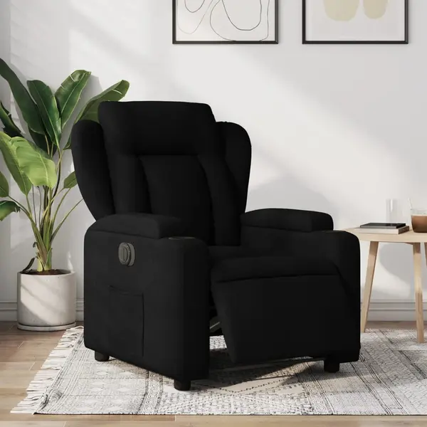 Gossi fotoliu rabatabil electric, negru, material textil