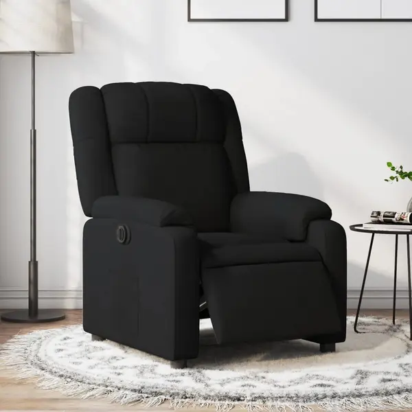 Gossi fotoliu rabatabil electric, negru, material textil