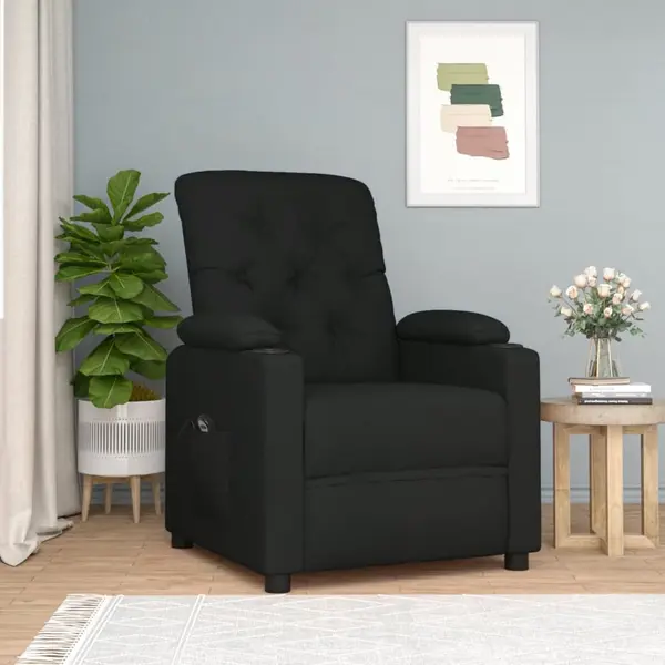 Gossi fotoliu rabatabil electric, negru, material textil