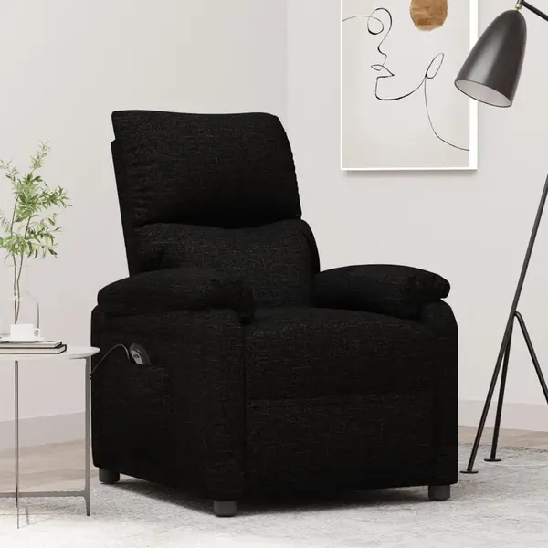 Gossi fotoliu rabatabil electric, negru, material textil