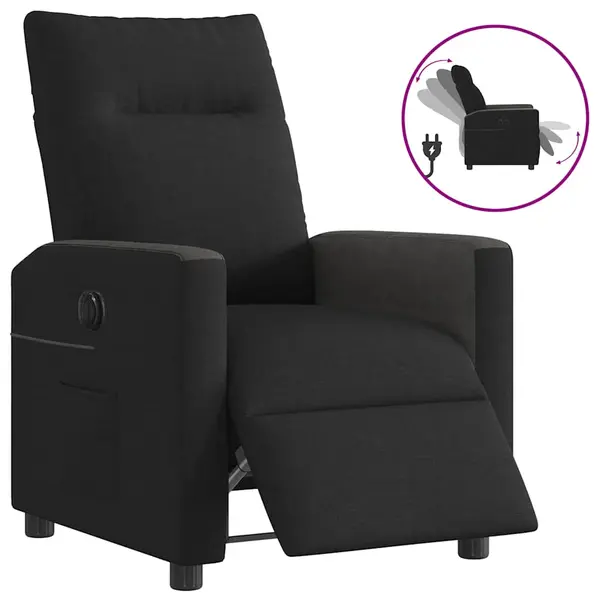 Gossi fotoliu rabatabil electric, negru, material textil