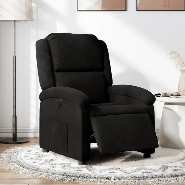 Gossi fotoliu rabatabil electric, negru, material textil
