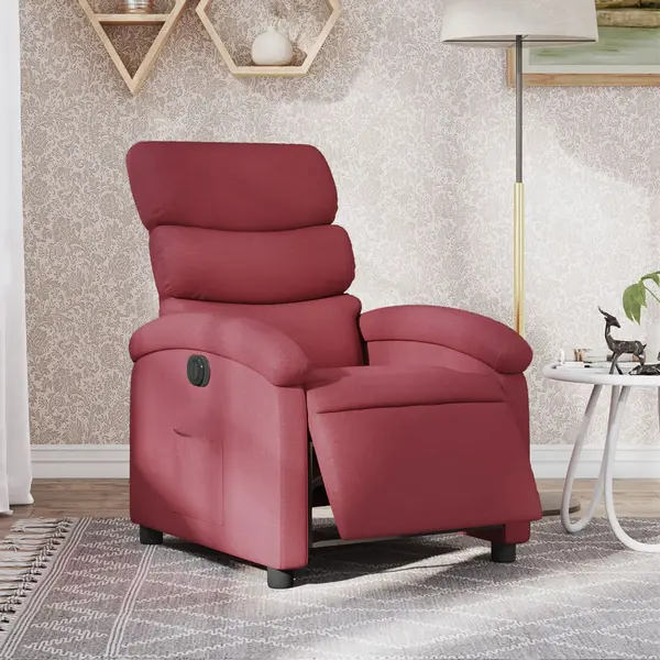 Gossi fotoliu rabatabil electric, rosu vin, material textil