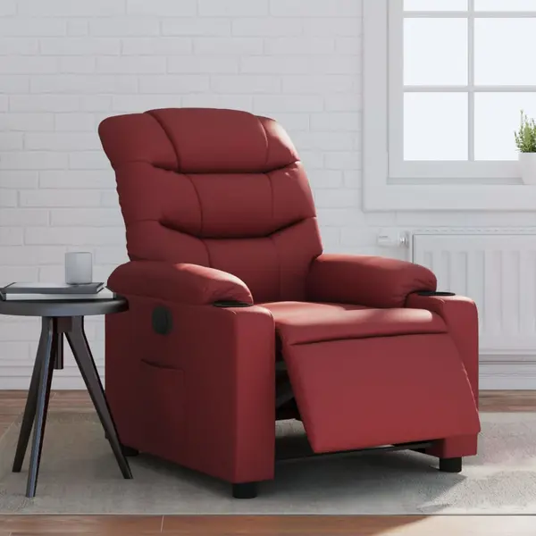 Gossi fotoliu rabatabil electric, rosu vin, piele ecologica