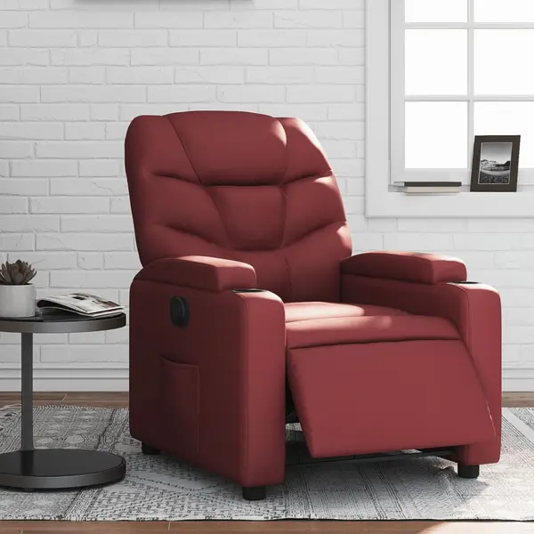 Gossi fotoliu rabatabil electric, rosu vin, piele ecologica