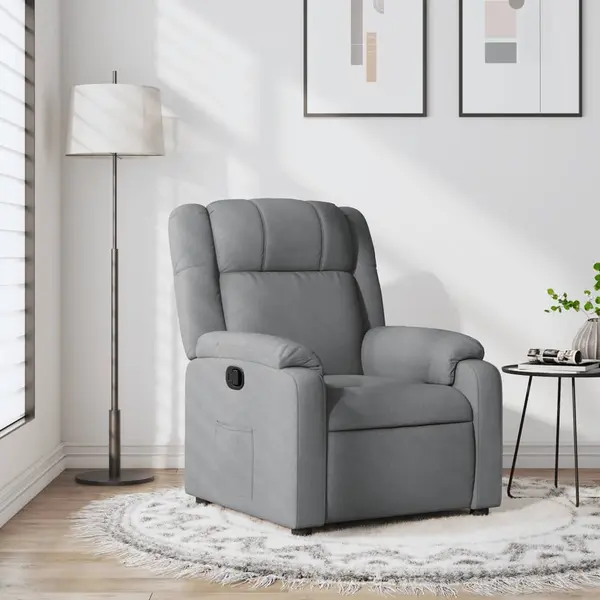 Gossi fotoliu rabatabil, gri deschis, material textil
