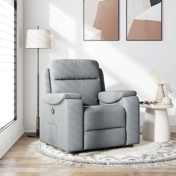 Gossi fotoliu rabatabil, gri deschis, material textil