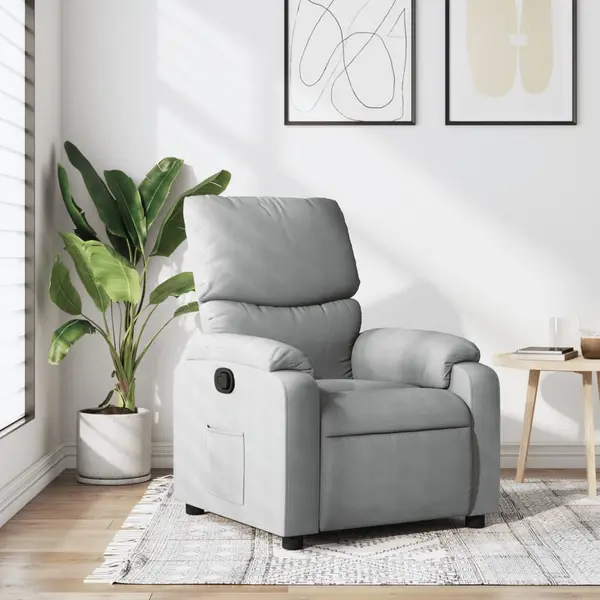 Gossi fotoliu rabatabil, gri deschis, material textil