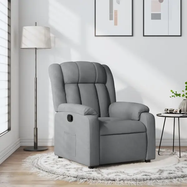 Gossi fotoliu rabatabil, gri deschis, material textil