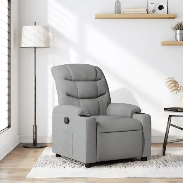 Gossi fotoliu rabatabil, gri deschis, material textil