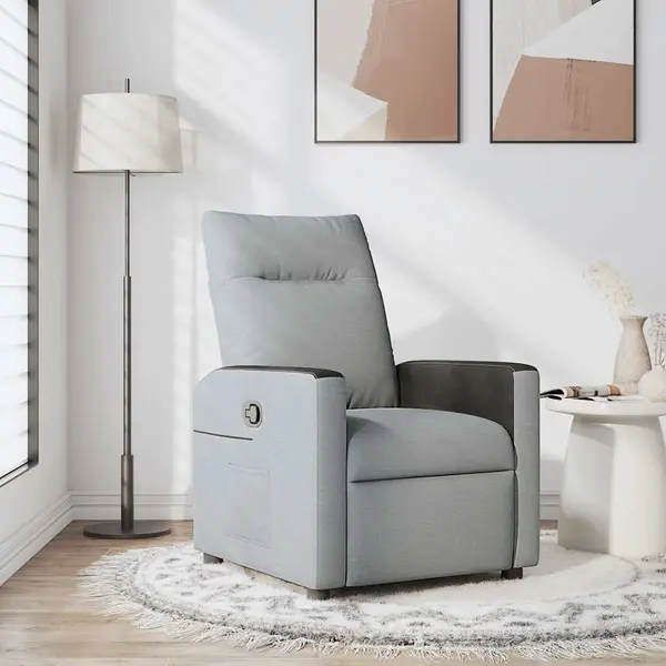 Gossi fotoliu rabatabil, gri deschis, material textil